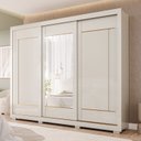 Ver imagem 1 de Guarda-Roupa Casal 3 Portas de Correr com Pés e Espelhos 269cm 100% MDF Olinda Espresso Móveis Bege/Off White