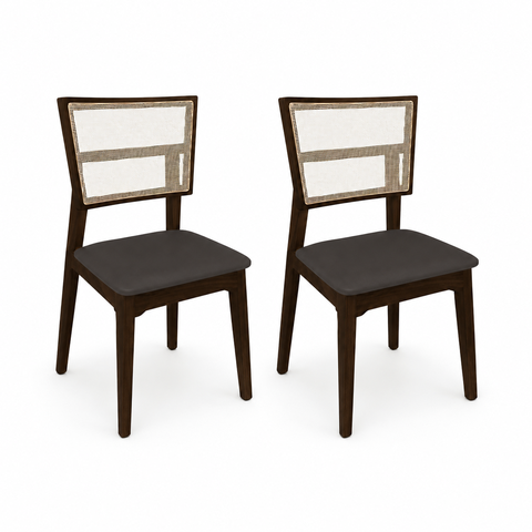 Kit 2 Cadeiras de Jantar Tela Premium Madeira Maciça Manuela:Marrom Veludo/Castanho