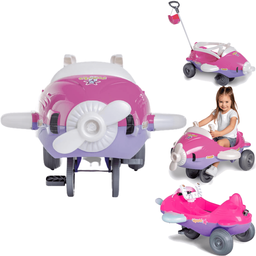 Carrinho Avião de Passeio e Pedal Bebe Calesita Aeroh Rosa - 2