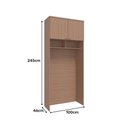 Ver imagem 4 de Guarda Roupa Modulado Ponte 2 Portas 2450x1000mm Setiba Plus Rimo Carvalho/carvalho