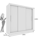 Ver imagem 3 de Guarda Roupa Casal 3 Portas Taiffa 190cm Yescasa Branco/Neve