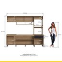 Ver imagem 3 de Cozinha Compacta Pequena Antonela 245 Cm Armário Aéreo Balcão Pia Nicho MDP Mel Preto - ClickLar