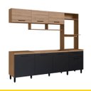 Ver imagem 2 de Cozinha Compacta Pequena Antonela 245 Cm Armário Aéreo Balcão Pia Nicho MDP Mel Preto - ClickLar