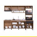 Ver imagem 4 de Cozinha Compacta Pequena Antonela 245 Cm Armário Aéreo Balcão Pia Nicho MDP Mel Preto - ClickLar