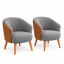 Ver imagem 2 de Kit 2 Poltronas Decorativa Linho Premium Base Madeira Maciça Luiza