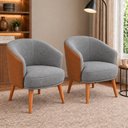Ver imagem 1 de Kit 2 Poltronas Decorativa Linho Premium Base Madeira Maciça Luiza