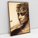 Ver imagem 1 de Quadro Decorativo Mulher Dourada em Tela Canvas Tacolado Moldura Flutuante 4,5cm Freijó 80 X 120cm