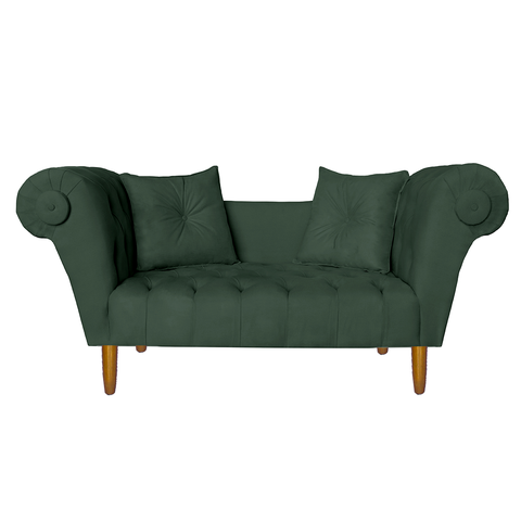 Namoradeira Recamier Sofá Decorativo 02 Lugares Dubai Suede Verde - Incasa Decor