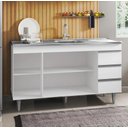 Ver imagem 2 de Gabinete Balcão Emma 1.50m 3 Portas 3 Gavetas S/ Tampo Cozinha Branco