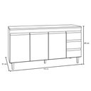 Ver imagem 3 de Gabinete Balcão Emma 1.50m 3 Portas 3 Gavetas S/ Tampo Cozinha Branco
