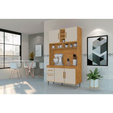 Armário de Cozinha Cr 4 Portas + 2 Gavetas Cor Ipê