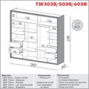 Ver imagem 3 de Guarda Roupa com 2 Portas de Correr 100% Mdf 267cm Tw603b Dalla Costa-freijó e Off White