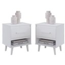 Ver imagem 1 de Kit 2 Mesas de Cabeceiras 1 Gaveta e Nicho Lima Branco