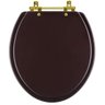 Assento Sanitário Convencional Oval Universal Marrom Café com Ferragem Dourada - 1