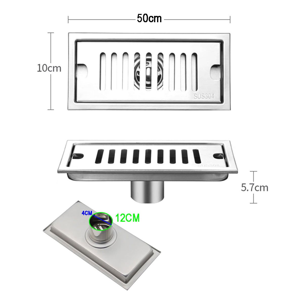 Ralo Linear 50cm Inox Anti Odor Anti Inseto Banheiro Area Externa Lavabo Quintal Higienico Seguro Re - 6