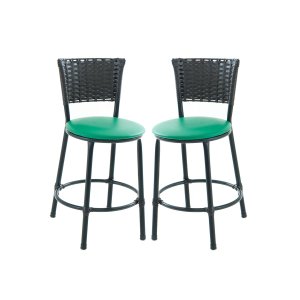 Kit 2 Banquetas Baixa Cozinha Encosto Juncado