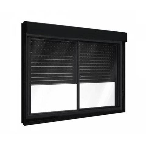 Janela de Correr Alumínio Preto 02F Integrada Manual Classic - 120x120