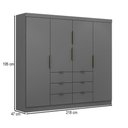 Ver imagem 4 de Guarda-roupa Casal Desc 4 Portas 6 Gavetas Onix - Pnr Móveis