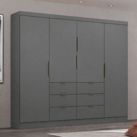 Guarda-roupa Casal Desc 4 Portas 6 Gavetas Onix - Pnr Móveis