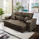 Ver imagem 1 de Sofá Retrátil Reclinável Trento 2 Lugares 150cm Suede Velut Tabaco King House