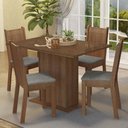 Ver imagem 1 de Conjunto Sala de Jantar Mesa Tampo de Vidro 4 Cadeiras Rustic Silver Camélia Madesa