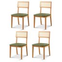 Ver imagem 1 de Kit 4 Cadeiras de Jantar com Encosto Telinha Ava Verde/Nature
