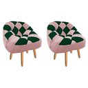 Ver imagem 1 de Kit 02 Poltrona Paloma Escritório Sala Pé Palito Suede Rosa Bebê e Suede Verde - Dominic Decor