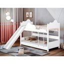 Ver imagem 1 de Beliche Luxo Solteiro Erika Nuvem com Escorregador Branco + Luminária Led