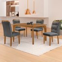 Ver imagem 1 de Mesa de Jantar Liz 120cm Mdf Canto Copo e com 4 Cadeiras Carol