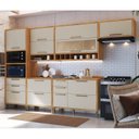 Ver imagem 1 de Cozinha Completa Modulada 100% MDF 6 Peças 10 Portas 6 Gavetas e Vidro 354cm Vicenza Espresso Móveis Bege/Amêndoa/Off White