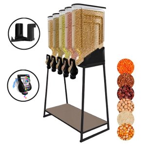 Dispenser 5 Módulos 35 Litros ou 15 Kilos Armazenamento Ração Grãos Cereais Preto Graviton