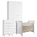 Ver imagem 1 de Quarto de Bebê 3 Portas com Gaveteiro Ternura Baby e Berço Mirelle Branco Brilho - Incorplac