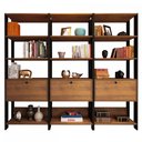 Ver imagem 2 de Conjunto Estantes para Livros Match 3 Portas Basculantes 9 Prateleiras Pinho/Preto - Pnr Móveis