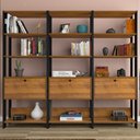 Ver imagem 1 de Conjunto Estantes para Livros Match 3 Portas Basculantes 9 Prateleiras Pinho/Preto - Pnr Móveis