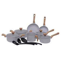 Jogo de Panela Ceramica Antiaderente Indução Pratic Cook Cinza Claro Mimo Style 10 Peças - 1