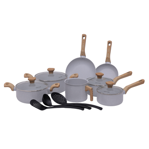 Jogo de Panela Ceramica Antiaderente Indução Pratic Cook Cinza Claro Mimo Style 10 Peças