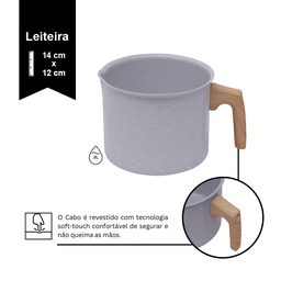 Jogo de Panela Ceramica Antiaderente Indução Pratic Cook Cinza Claro Mimo Style 10 Peças - 5