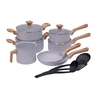 Jogo de Panela Ceramica Antiaderente Indução Pratic Cook Cinza Claro Mimo Style 10 Peças - 7