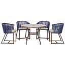 Ver imagem 1 de Mesa com 4 Cadeiras e Noronha Estofado 7 Trama Original Azul