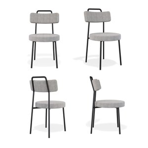 Conjuto 4 Cadeiras Ster Escritório Linho Cinza - Belliv Decor