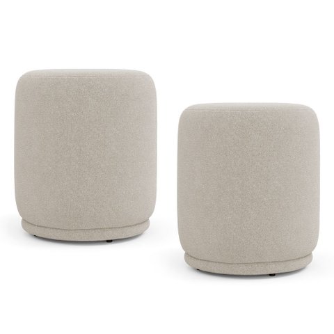 Kit 02 Puffs Decorativos Orgânicos Living Mavi Bouclê Bege - Abmaza