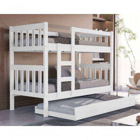 Treliche Auxiliar Branco Adulto Reforçada 100% Mdf com Colchão Grande Confortável Quarto Compacto