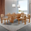 Ver imagem 1 de Sala de Jantar Mesa Portugal 180cm Tampo Laminado Barril e 6 Cadeiras Nala Moderna Mobília