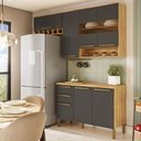 Ver imagem 2 de Cozinha Compacta Napoli 7 Portas 2 Gavetas 100% Mdf com Vidro Amêndoa/chumbo - Rio Doce