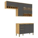 Ver imagem 1 de Cozinha Compacta Napoli 7 Portas 2 Gavetas 100% Mdf com Vidro Amêndoa/chumbo - Rio Doce