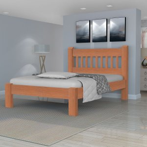 Cama Casal Queen Size Madeira Maciça Angelim Pedra/tauari Pérola Mel