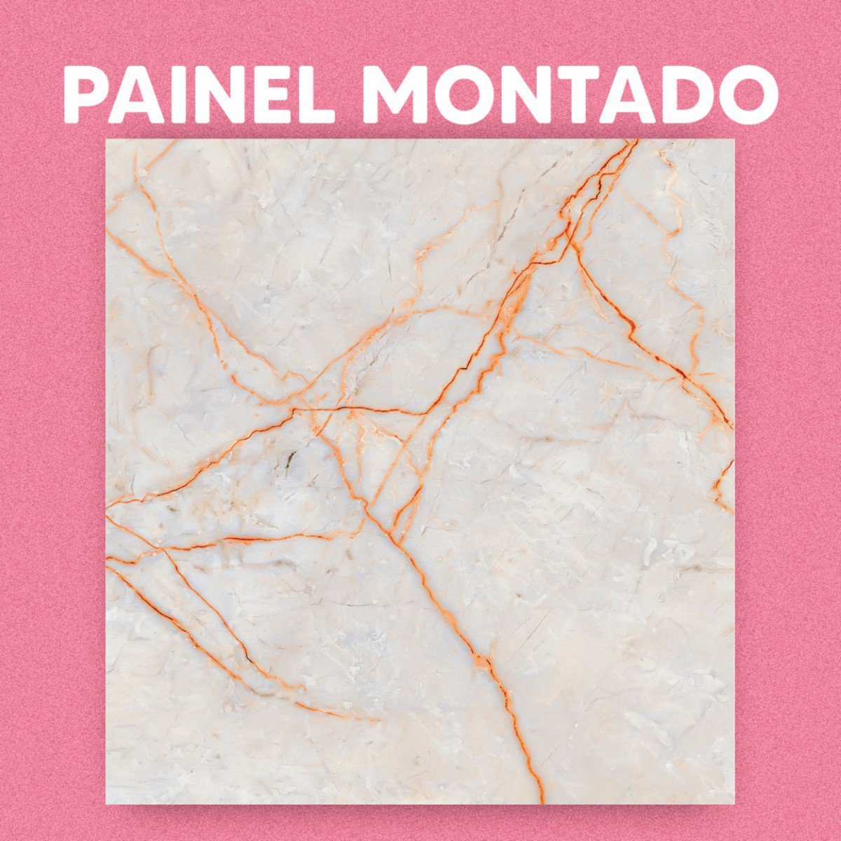 Papel de Parede Painel 3D Mármore Carrara fio Laranja 2M Auto Colante Lavável Revestimento - 3