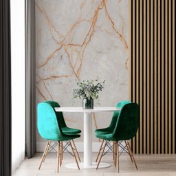 Papel de Parede Painel 3D Mármore Carrara fio Laranja 2M Auto Colante Lavável Revestimento - 2