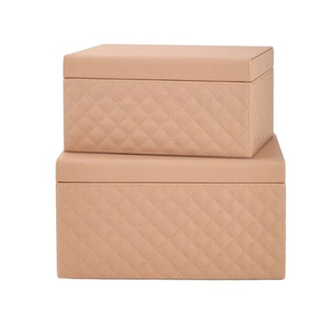 Kit Caixa Decorativa Bege Rosado - 2 Peças