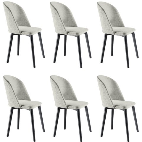 Kit 6 Cadeiras Decorativas Sala de Jantar Madeira Maciça Hadassa Linho Bege/Ébano - Gran Belo
